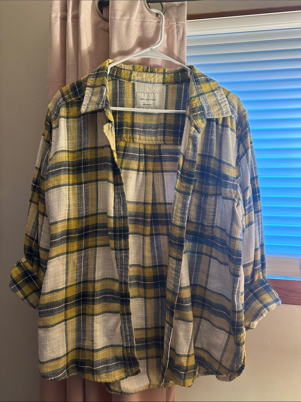 Women’s Plaid Button-Down Shirt in Yellow and Green